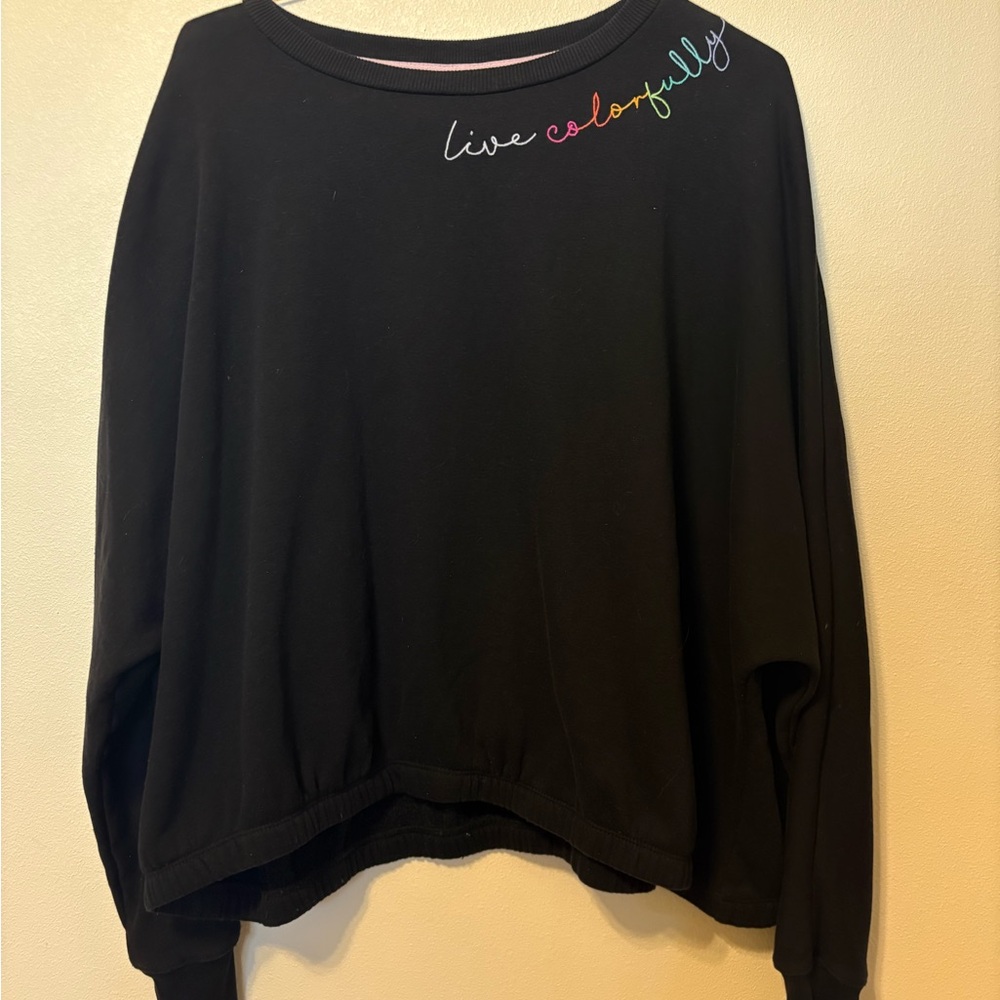 Stylish Black Sweatshirt with Multicolor Embroidery